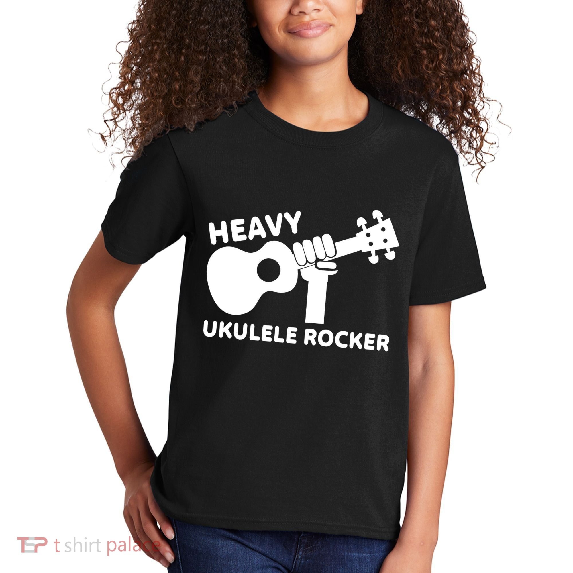 Heavy Ukulele Rocker Musical Instrument Acoustic Guitar Kids T-Shirt