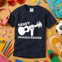 Heavy Ukulele Rocker Musical Instrument Acoustic Guitar Kids T-Shirt thumb 3
