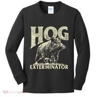 Hog Exterminator Boar Hunting Wild Hog Hunter Kids Long Sleeve Shirt thumb 0