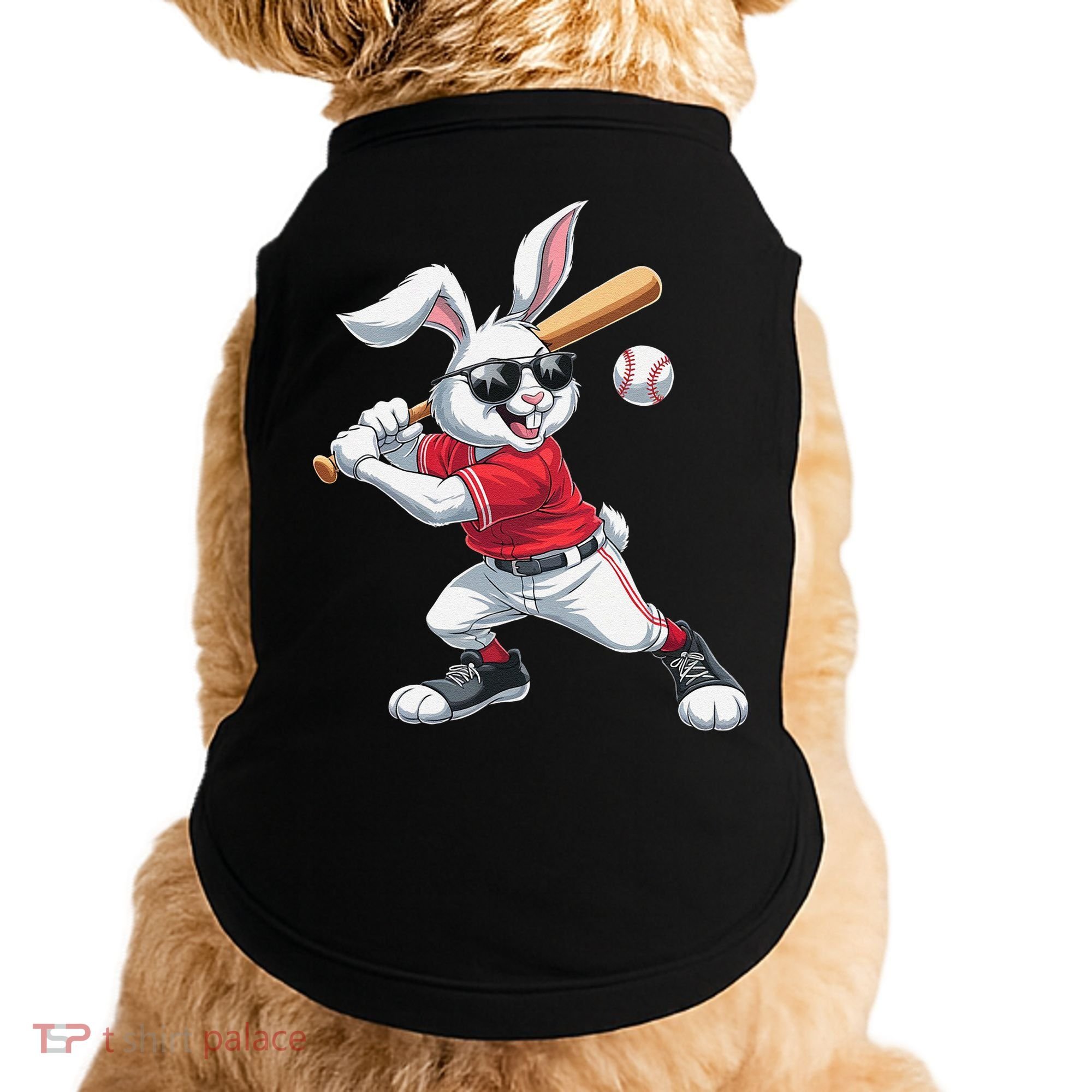 Happy Easter Bunny Playing Baseball Easter Sport Gift Doggie Tank