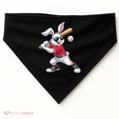 Happy Easter Bunny Playing Baseball Easter Sport Gift USA-Made Doggie Bandana