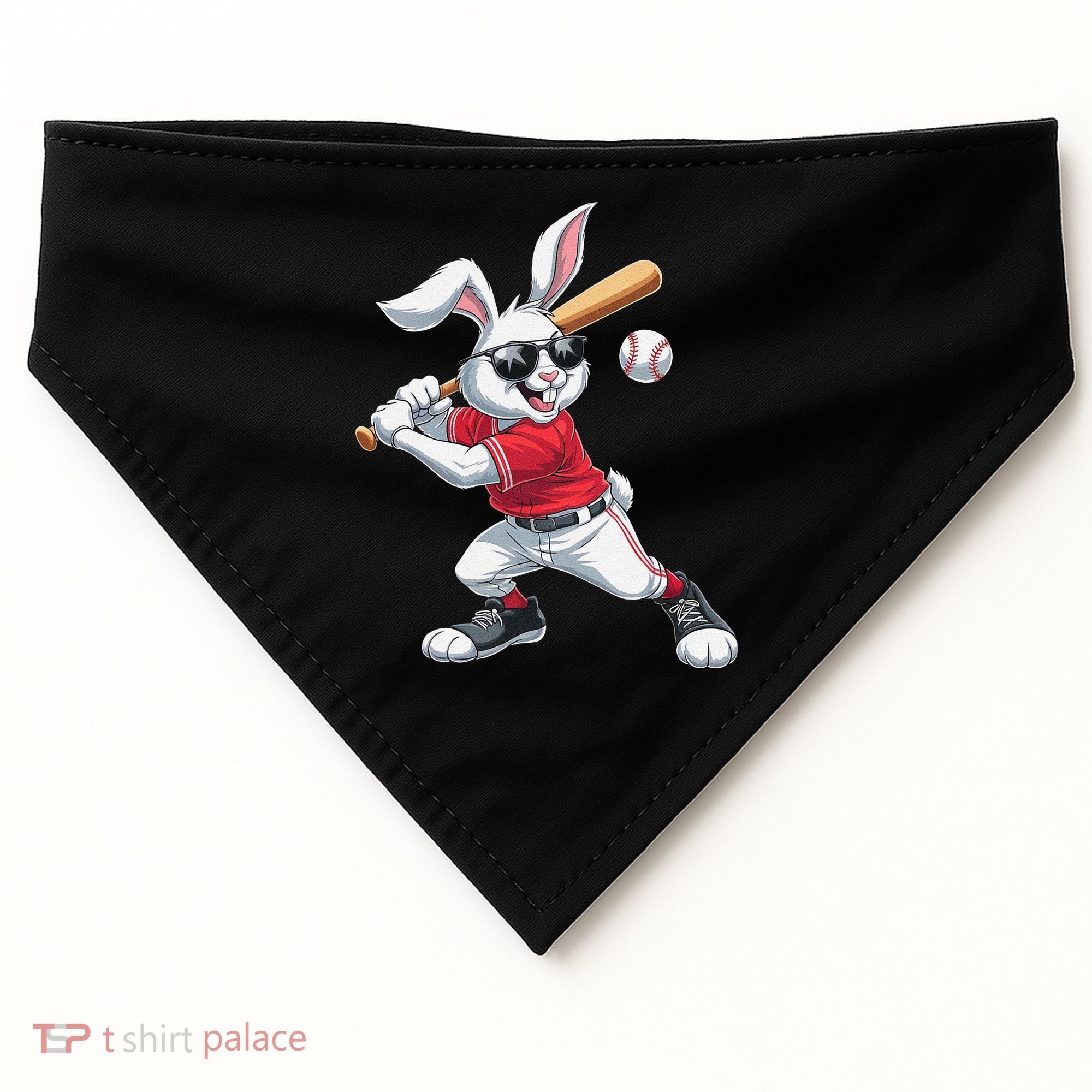 Happy Easter Bunny Playing Baseball Easter Sport Gift USA-Made Doggie Bandana