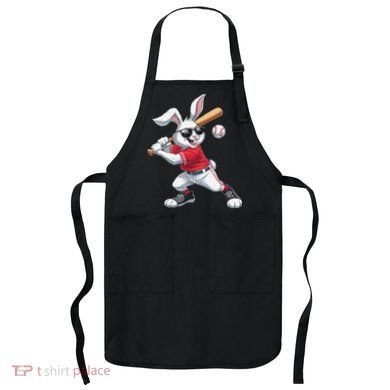 Happy Easter Bunny Playing Baseball Easter Sport Gift Apron