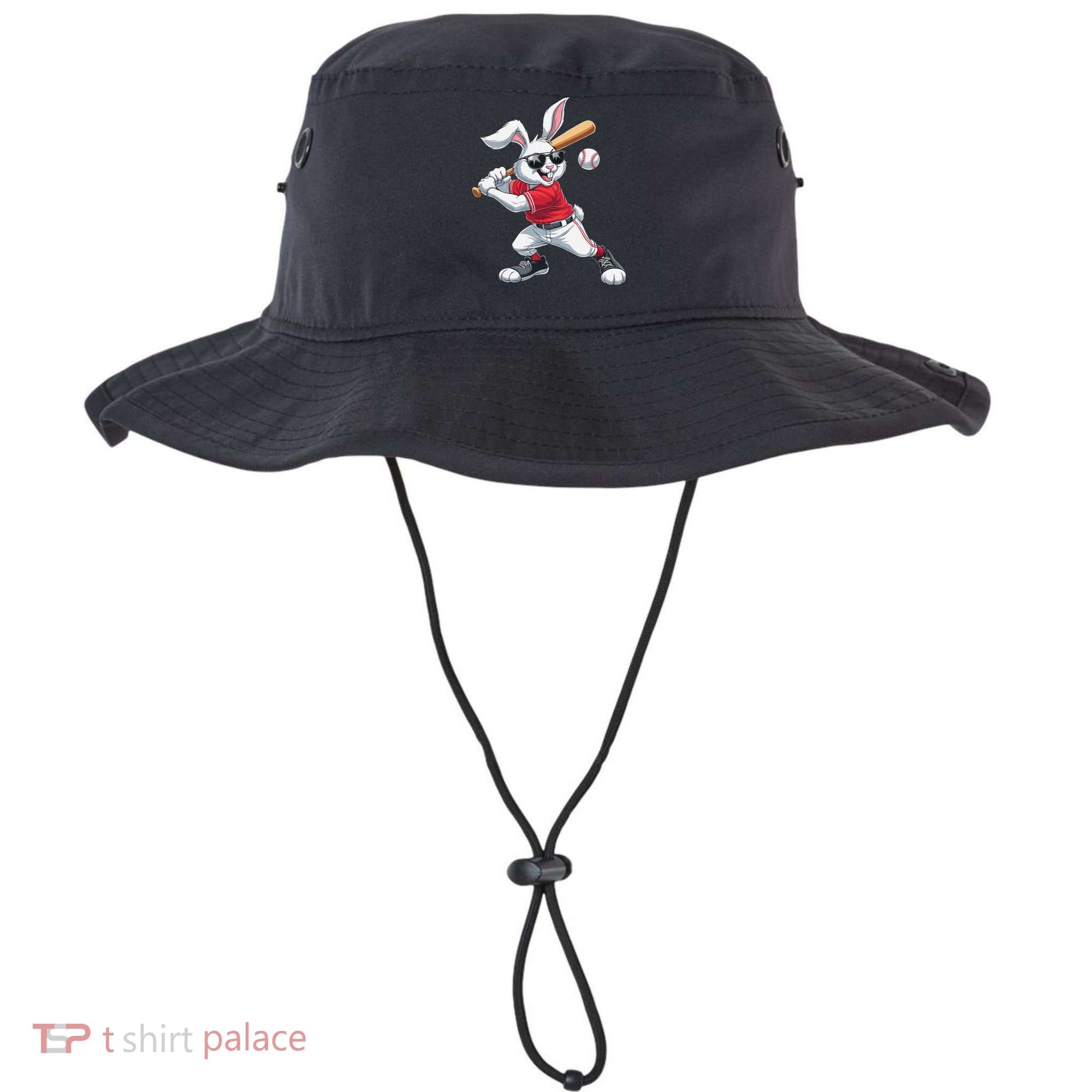 Happy Easter Bunny Playing Baseball Easter Sport Gift Bucket Hat