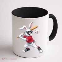 Happy Easter Bunny Playing Baseball Easter Sport Gift Coffee Mug thumb 1