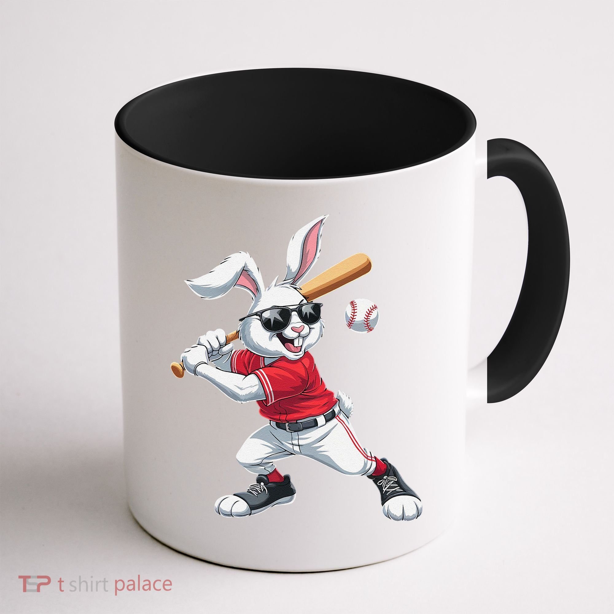 Happy Easter Bunny Playing Baseball Easter Sport Gift Coffee Mug