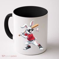 Happy Easter Bunny Playing Baseball Easter Sport Gift Coffee Mug thumb 0
