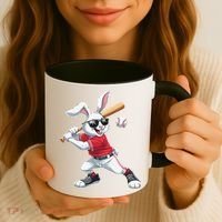 Happy Easter Bunny Playing Baseball Easter Sport Gift Coffee Mug thumb 3