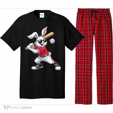 Happy Easter Bunny Playing Baseball Easter Sport Gift Pajama Set