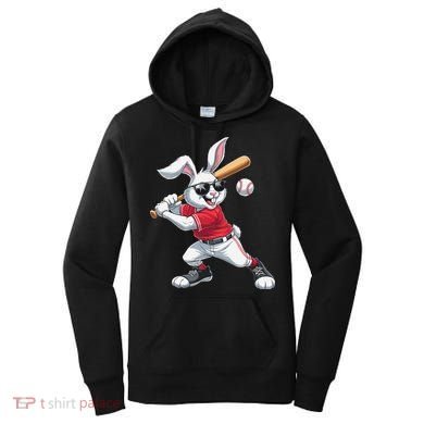 Happy Easter Bunny Playing Baseball Easter Sport Gift Women's Hoodie