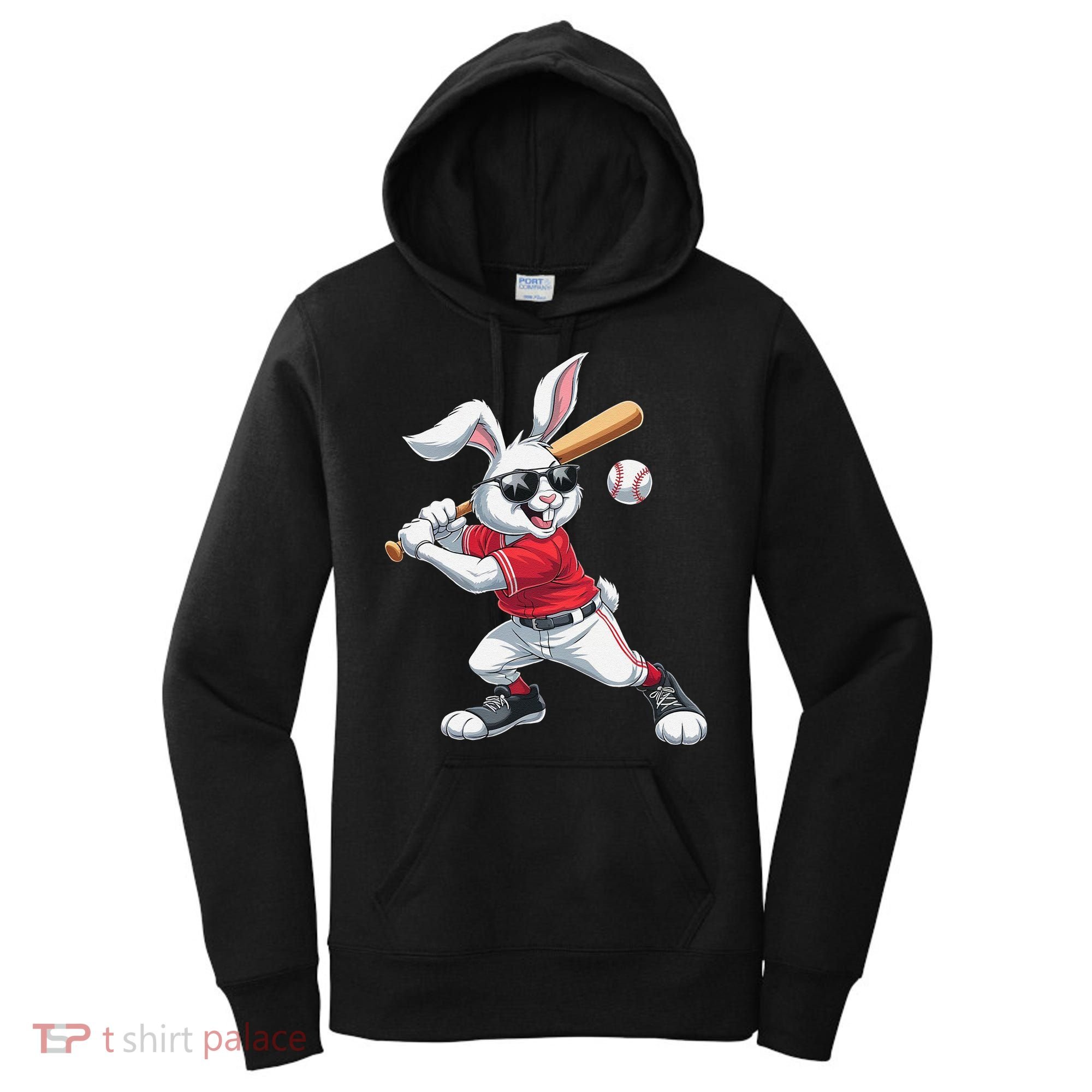 Happy Easter Bunny Playing Baseball Easter Sport Gift Women's Hoodie