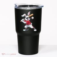 Happy Easter Bunny Playing Baseball Easter Sport Gift Tumbler thumb 0