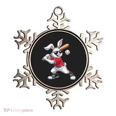 Happy Easter Bunny Playing Baseball Easter Sport Gift Ornament