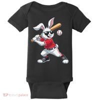 Happy Easter Bunny Playing Baseball Easter Sport Gift Baby Bodysuit thumb 0
