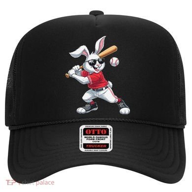 Happy Easter Bunny Playing Baseball Easter Sport Gift Hat