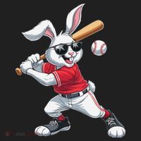 Happy Easter Bunny Playing Baseball Easter Sport Gift Hat thumb 2