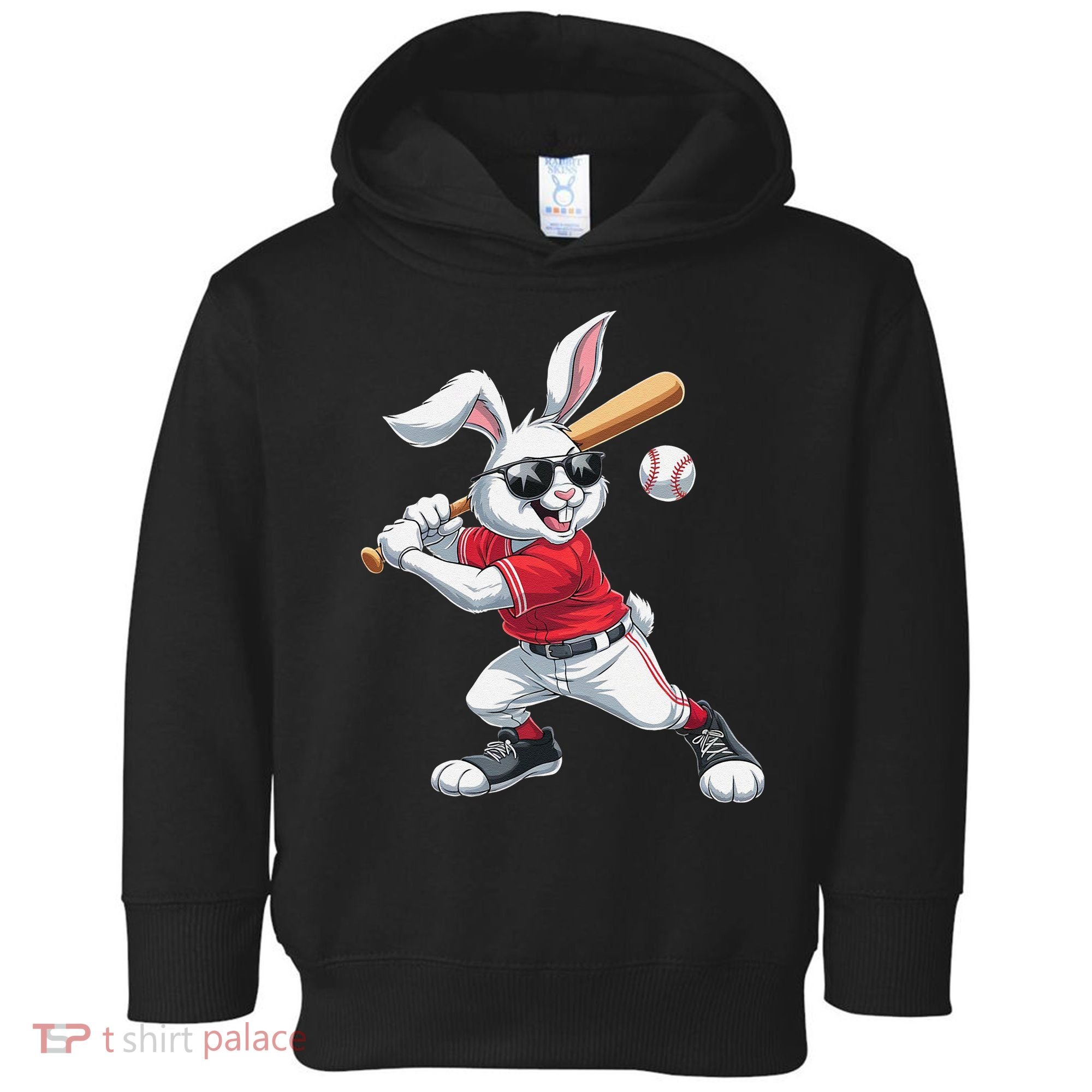 Happy Easter Bunny Playing Baseball Easter Sport Gift Toddler Hoodie