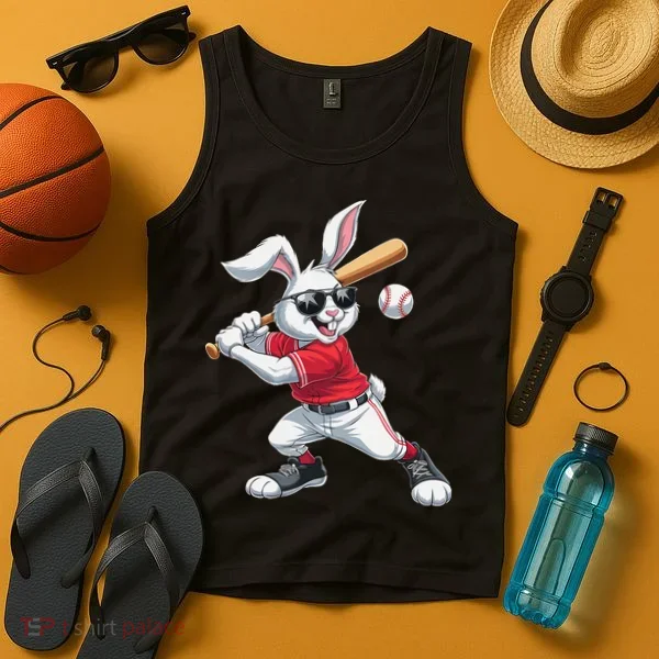 Happy Easter Bunny Playing Baseball Easter Sport Gift Tank Top