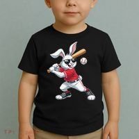 Happy Easter Bunny Playing Baseball Easter Sport Gift Toddler T-Shirt thumb 2