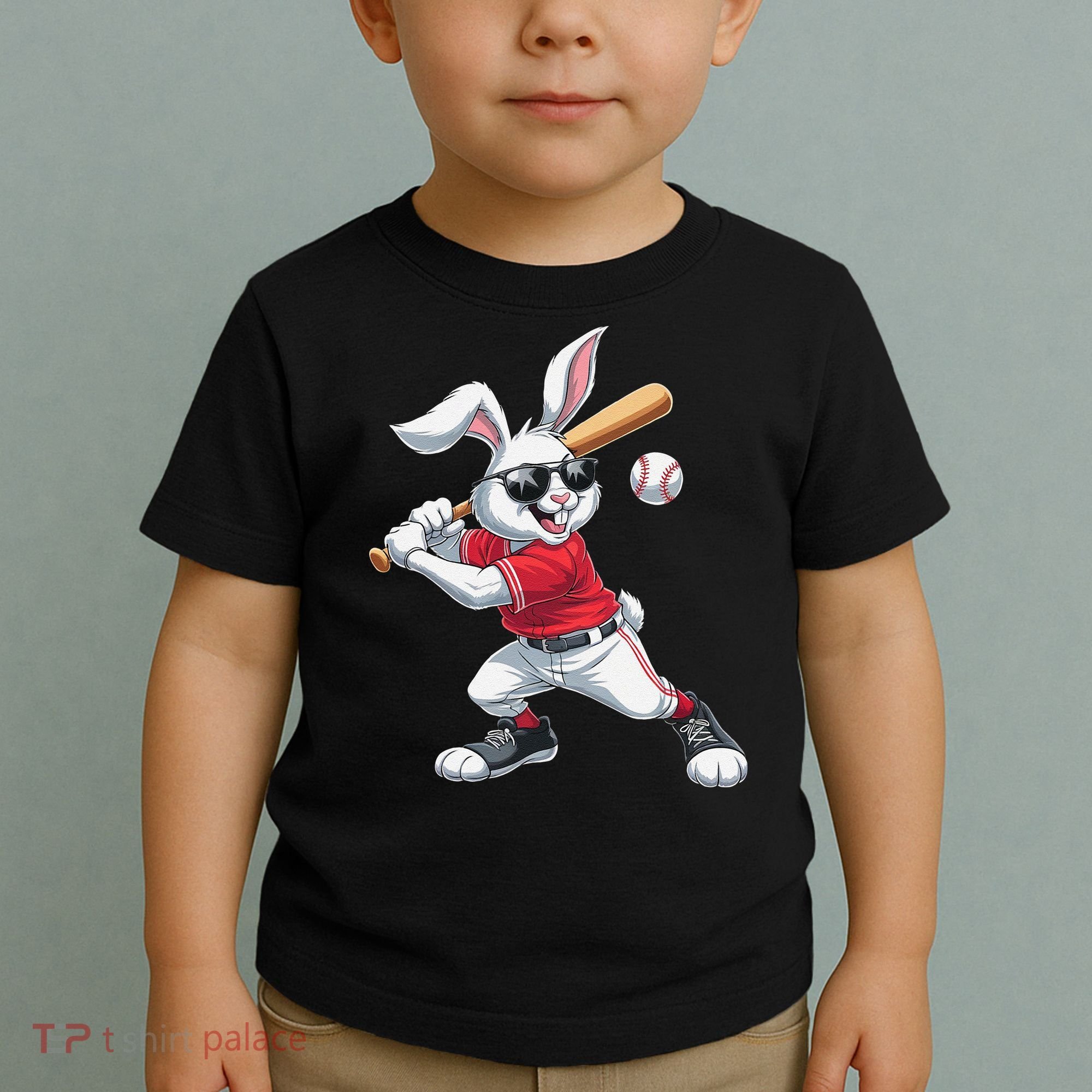 Happy Easter Bunny Playing Baseball Easter Sport Gift Toddler T-Shirt
