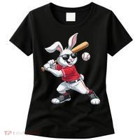 Happy Easter Bunny Playing Baseball Easter Sport Gift Women's T-Shirt thumb 0