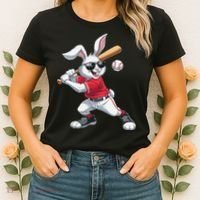Happy Easter Bunny Playing Baseball Easter Sport Gift Women's T-Shirt thumb 2