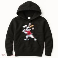 Happy Easter Bunny Playing Baseball Easter Sport Gift Kids Hoodie thumb 0