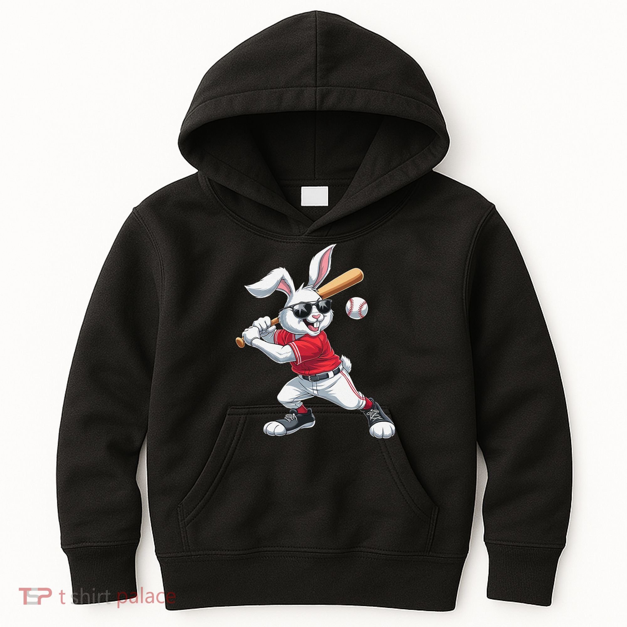 Happy Easter Bunny Playing Baseball Easter Sport Gift Kids Hoodie