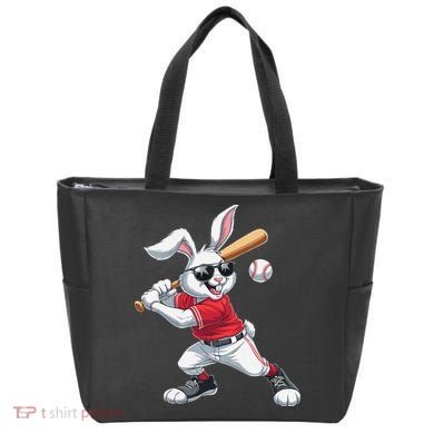 Happy Easter Bunny Playing Baseball Easter Sport Gift Tote Bag