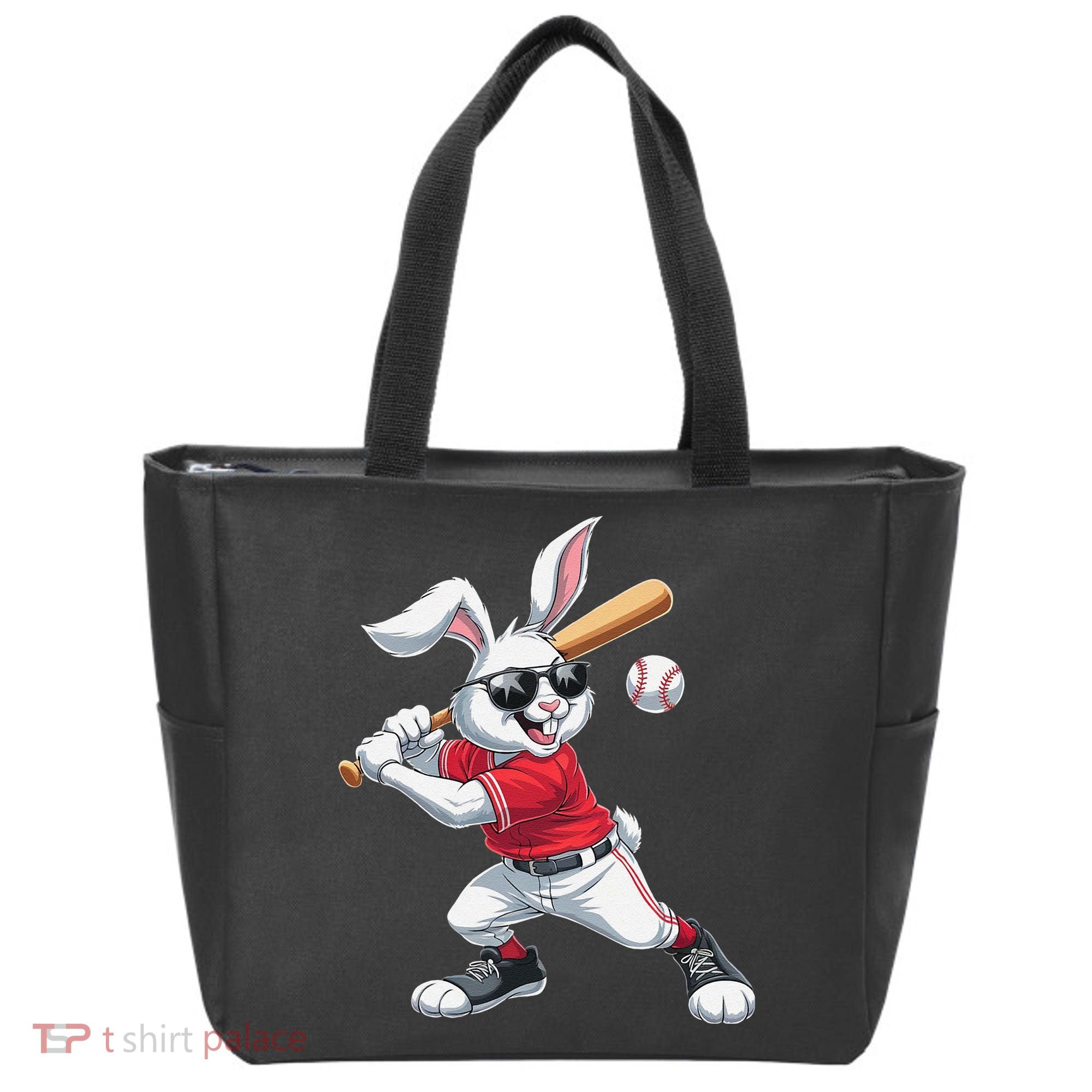 Happy Easter Bunny Playing Baseball Easter Sport Gift Tote Bag
