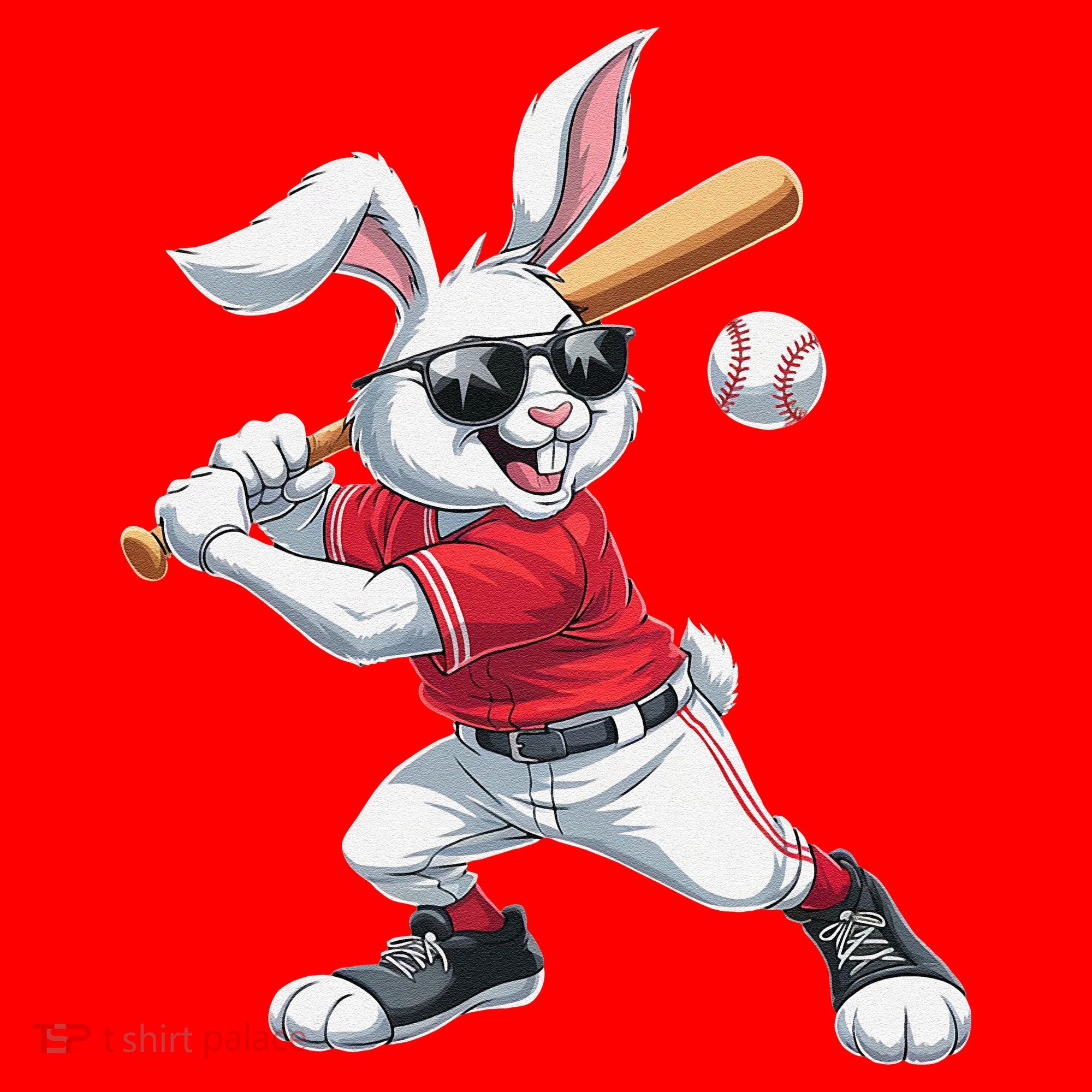 Happy Easter Bunny Playing Baseball Easter Sport Gift Santa Hat