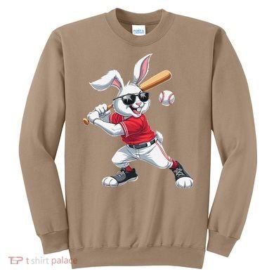 Happy Easter Bunny Playing Baseball Easter Sport Gift Sweatshirt