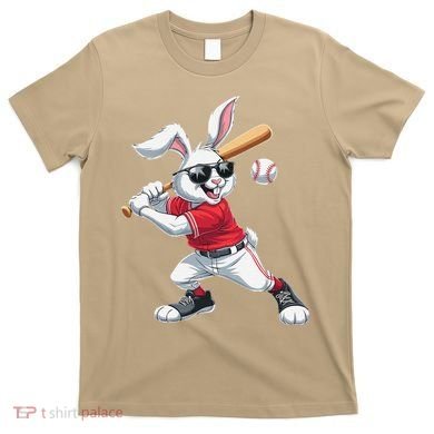 Happy Easter Bunny Playing Baseball Easter Sport Gift T-Shirt