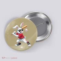 Happy Easter Bunny Playing Baseball Easter Sport Gift Button thumb 0