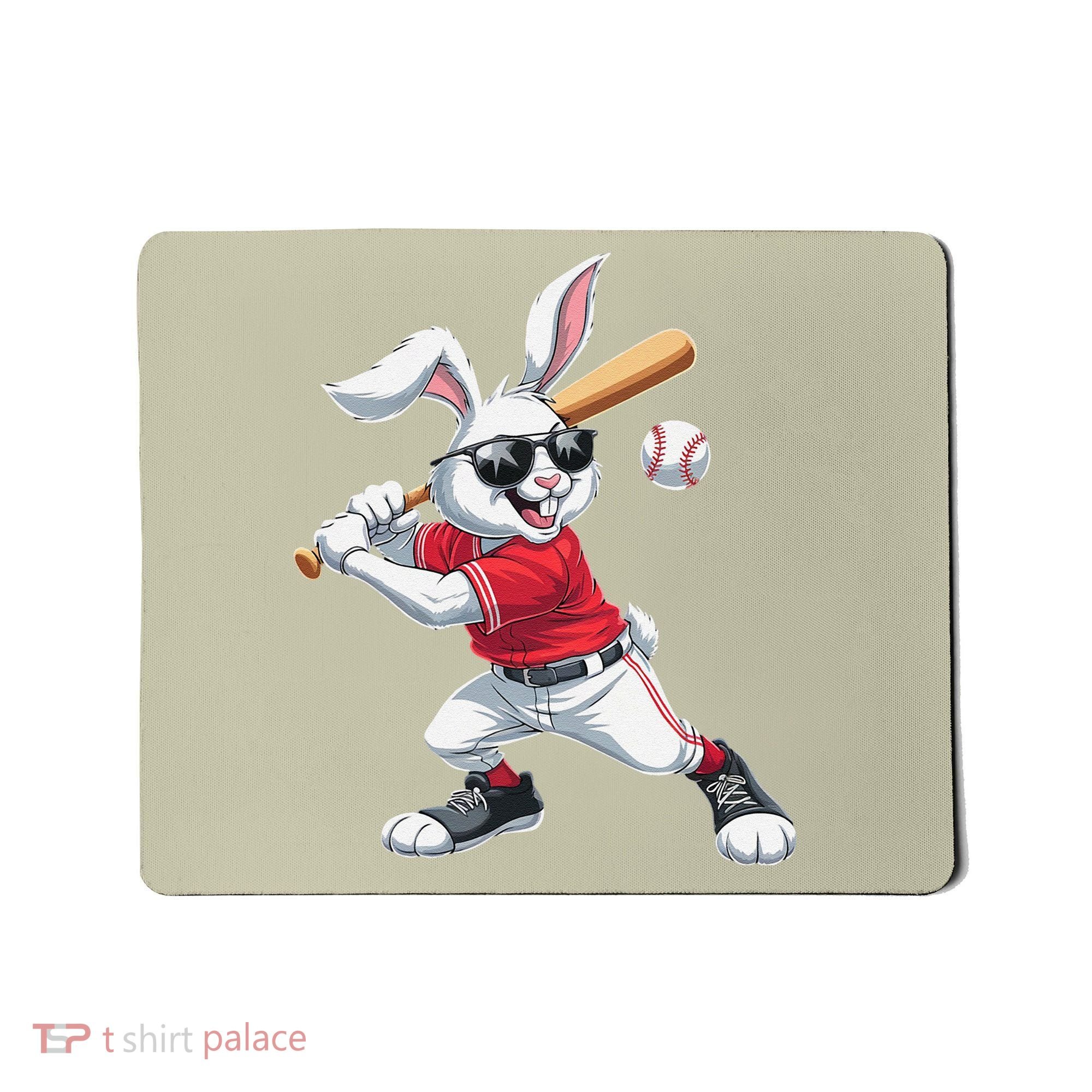 Happy Easter Bunny Playing Baseball Easter Sport Gift Mousepad