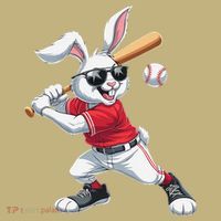 Happy Easter Bunny Playing Baseball Easter Sport Gift Kids T-Shirt thumb 2