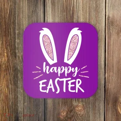 Happy Easter Bunny Ears Coaster