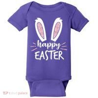Happy Easter Bunny Ears Baby Bodysuit thumb 0