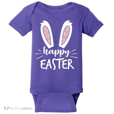 Happy Easter Bunny Ears Baby Bodysuit