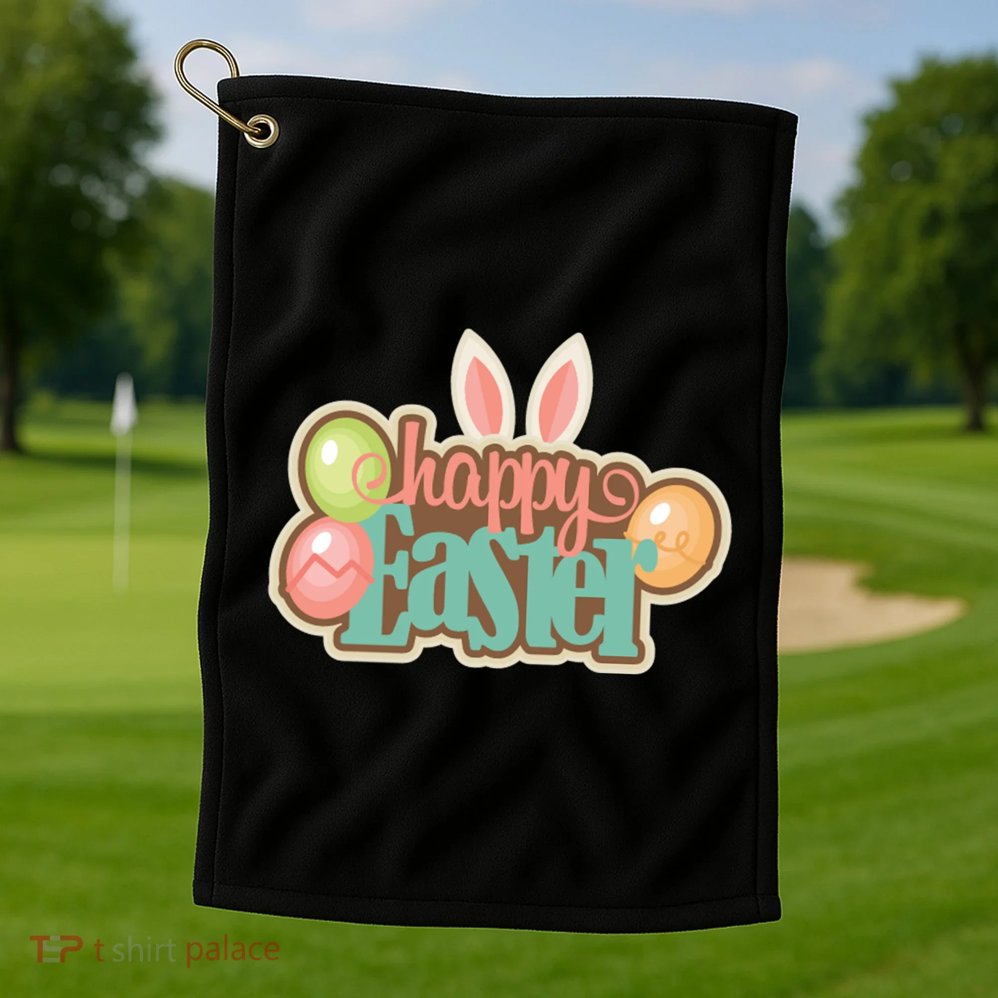Happy Easter Bunny Ears Holiday Golf Towel