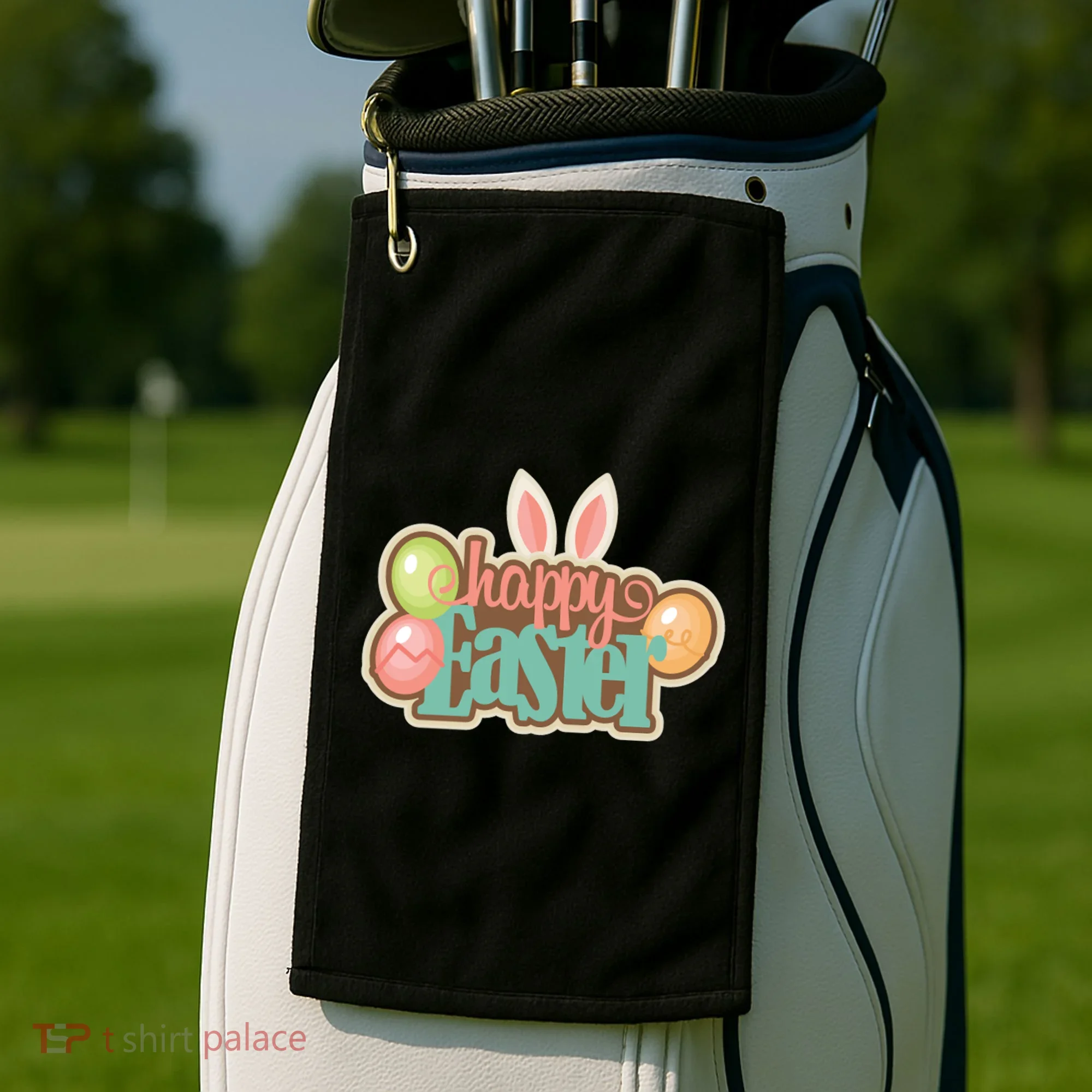 Happy Easter Bunny Ears Holiday Golf Towel