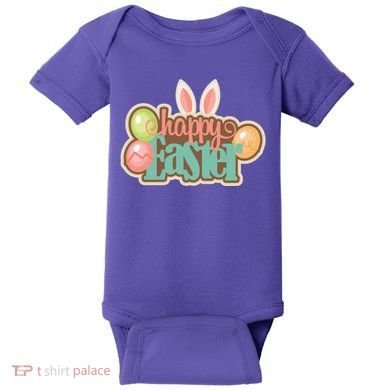 Happy Easter Bunny Ears Holiday Baby Bodysuit