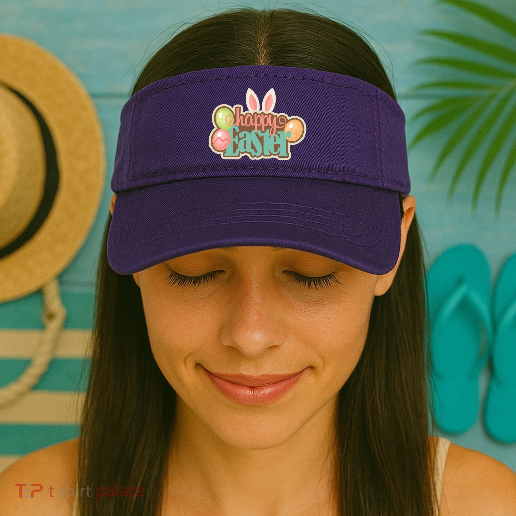Happy Easter Bunny Ears Holiday Visor