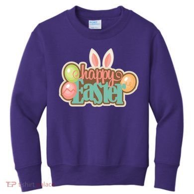 Happy Easter Bunny Ears Holiday Kids Sweatshirt