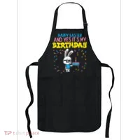 Happy Easter Birthday Bunny Cake Bday Party Apron thumb 0