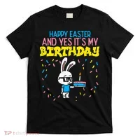 Happy Easter Birthday Bunny Cake Bday Party T-Shirt thumb 0
