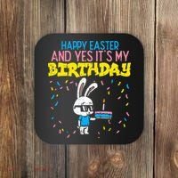 Happy Easter Birthday Bunny Cake Bday Party Coaster thumb 0