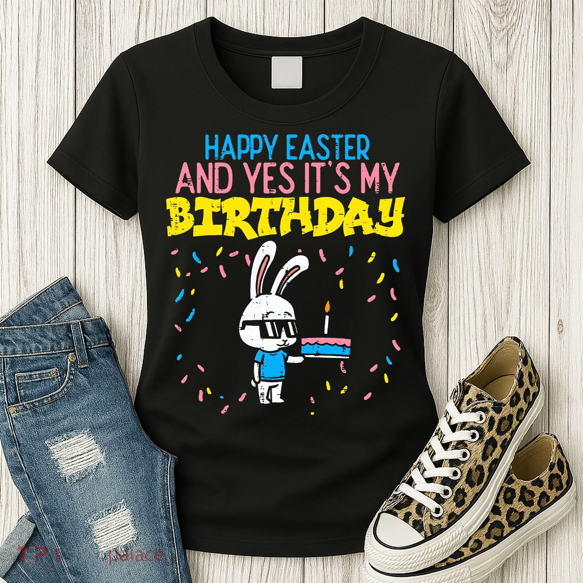 Happy Easter Birthday Bunny Cake Bday Party Women's T-Shirt