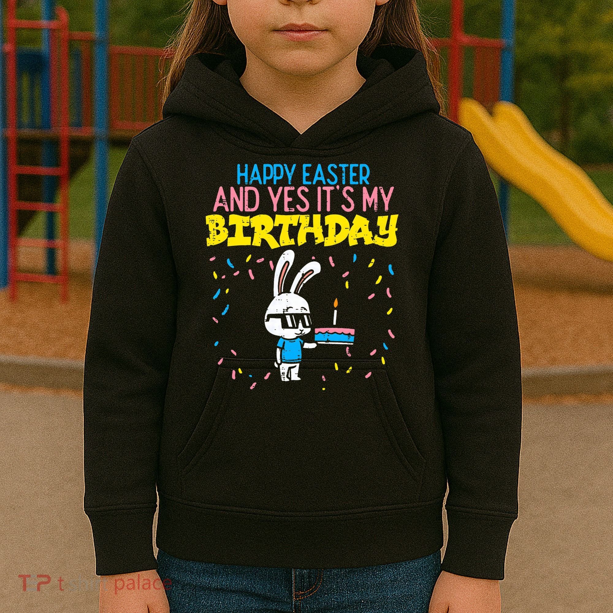 Happy Easter Birthday Bunny Cake Bday Party Kids Hoodie