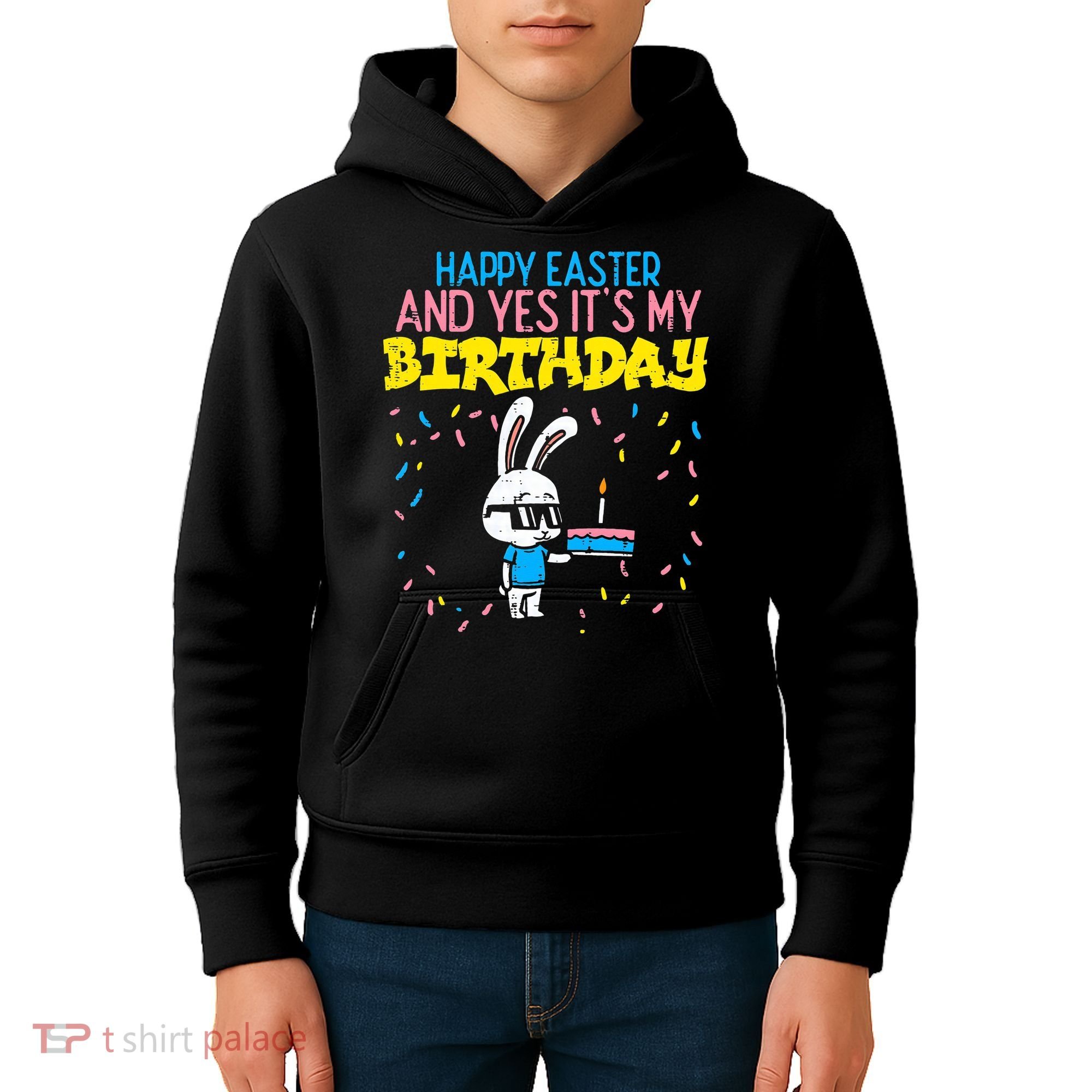 Happy Easter Birthday Bunny Cake Bday Party Kids Hoodie